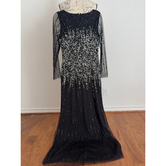 B69 Mac Duggal Long Gown Womens 6 Sequined Glam Formal Modest Elegant Sparkly - Picture 6 of 10